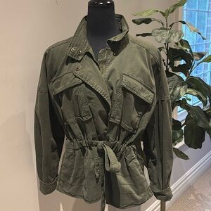 GAP OLIVE GREEN OVERSIZE BELTED JACKET